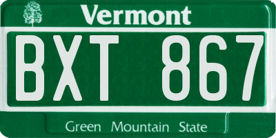 VT license plate BXT867