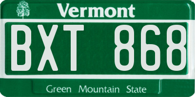 VT license plate BXT868