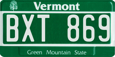 VT license plate BXT869