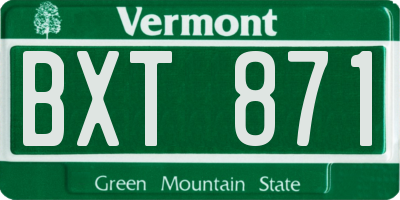 VT license plate BXT871