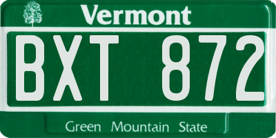 VT license plate BXT872
