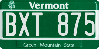 VT license plate BXT875