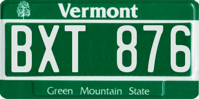 VT license plate BXT876