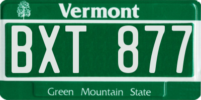 VT license plate BXT877