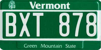 VT license plate BXT878