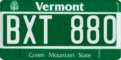 VT license plate BXT880