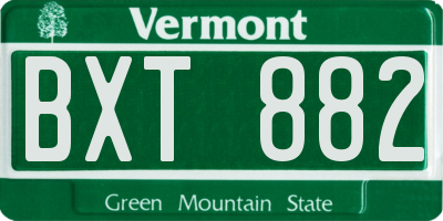 VT license plate BXT882