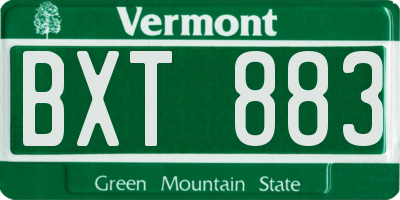 VT license plate BXT883