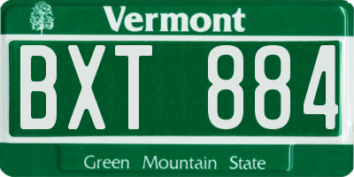 VT license plate BXT884
