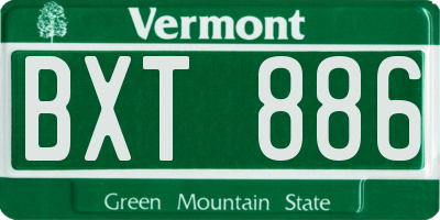 VT license plate BXT886