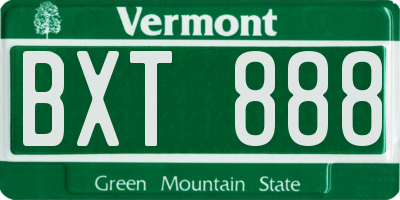 VT license plate BXT888