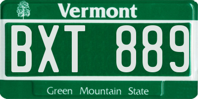 VT license plate BXT889
