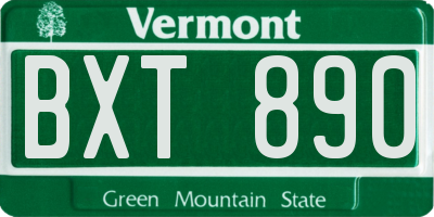 VT license plate BXT890