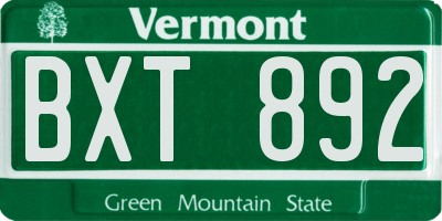 VT license plate BXT892