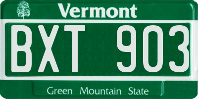 VT license plate BXT903