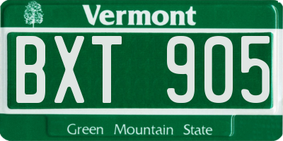 VT license plate BXT905
