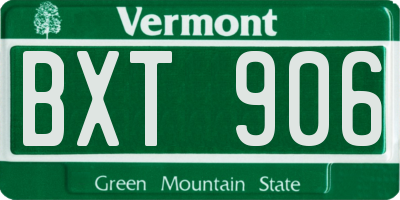 VT license plate BXT906
