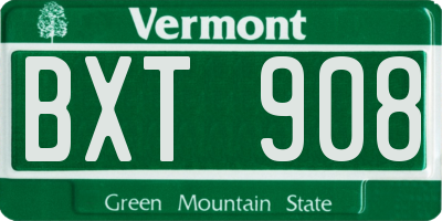 VT license plate BXT908