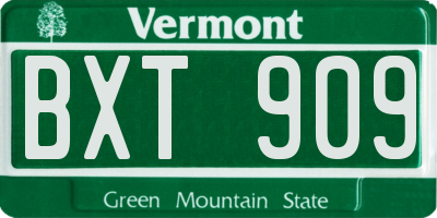 VT license plate BXT909