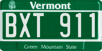 VT license plate BXT911