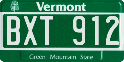 VT license plate BXT912