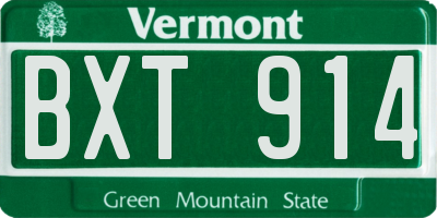 VT license plate BXT914