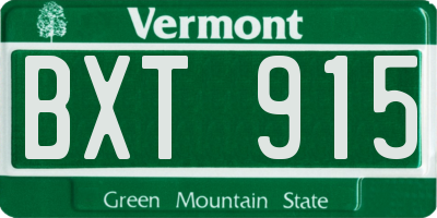VT license plate BXT915