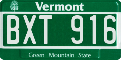 VT license plate BXT916