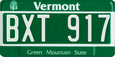 VT license plate BXT917