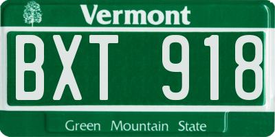 VT license plate BXT918