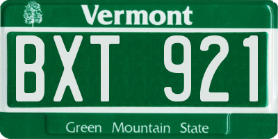VT license plate BXT921