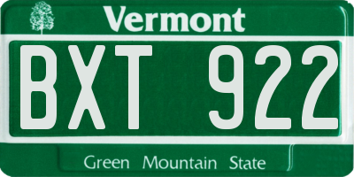 VT license plate BXT922