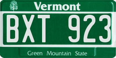 VT license plate BXT923
