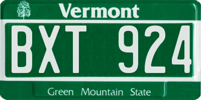 VT license plate BXT924