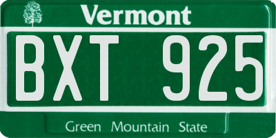 VT license plate BXT925