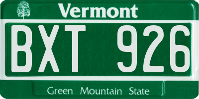 VT license plate BXT926