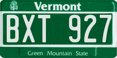 VT license plate BXT927