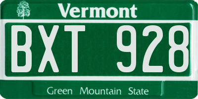 VT license plate BXT928