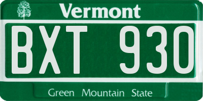 VT license plate BXT930