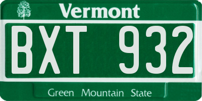 VT license plate BXT932