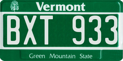 VT license plate BXT933