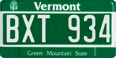 VT license plate BXT934