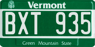 VT license plate BXT935