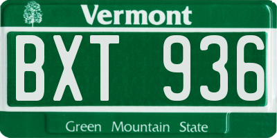 VT license plate BXT936