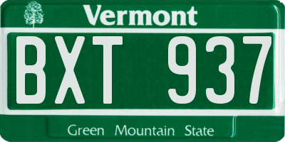 VT license plate BXT937