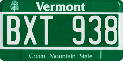 VT license plate BXT938