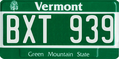 VT license plate BXT939