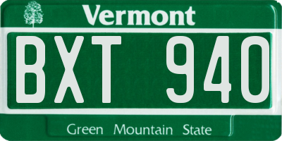 VT license plate BXT940