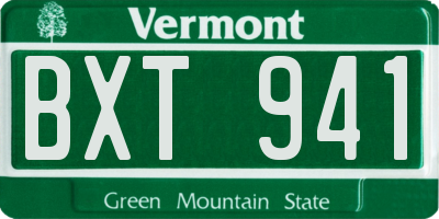 VT license plate BXT941