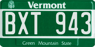 VT license plate BXT943